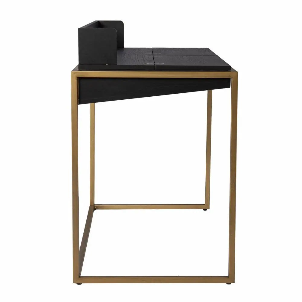 46" Black And Gold Writing Desk - NOBLE HOME INTERIORS