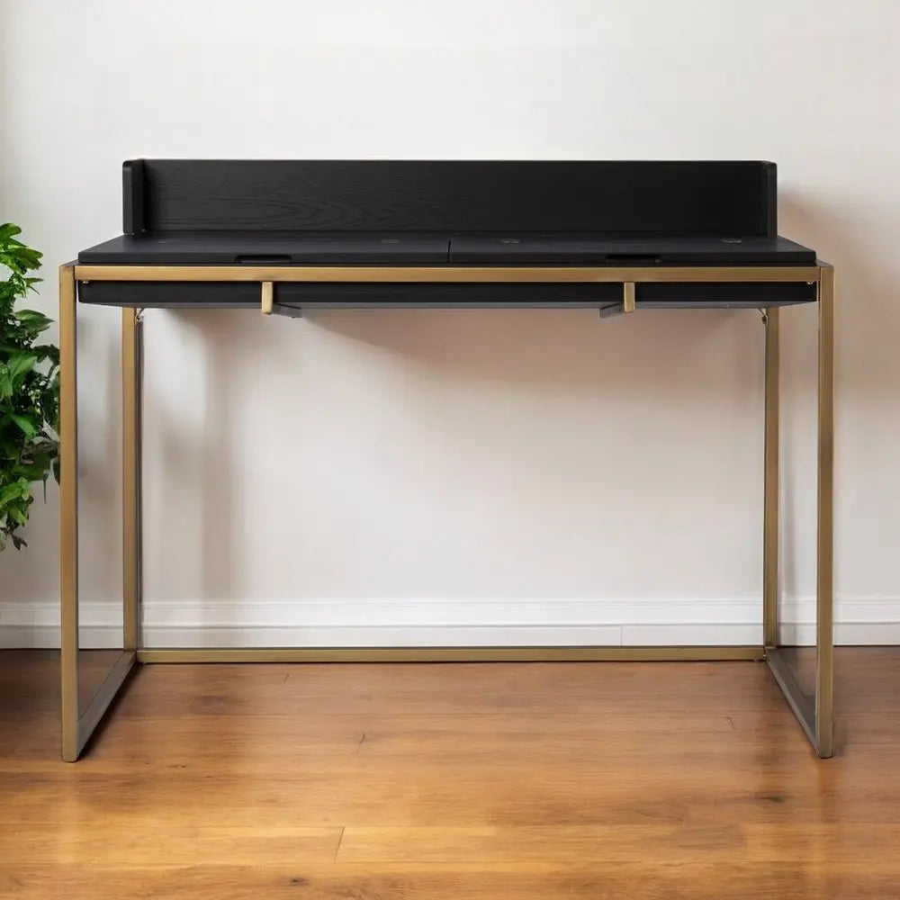 46" Black And Gold Writing Desk - NOBLE HOME INTERIORS