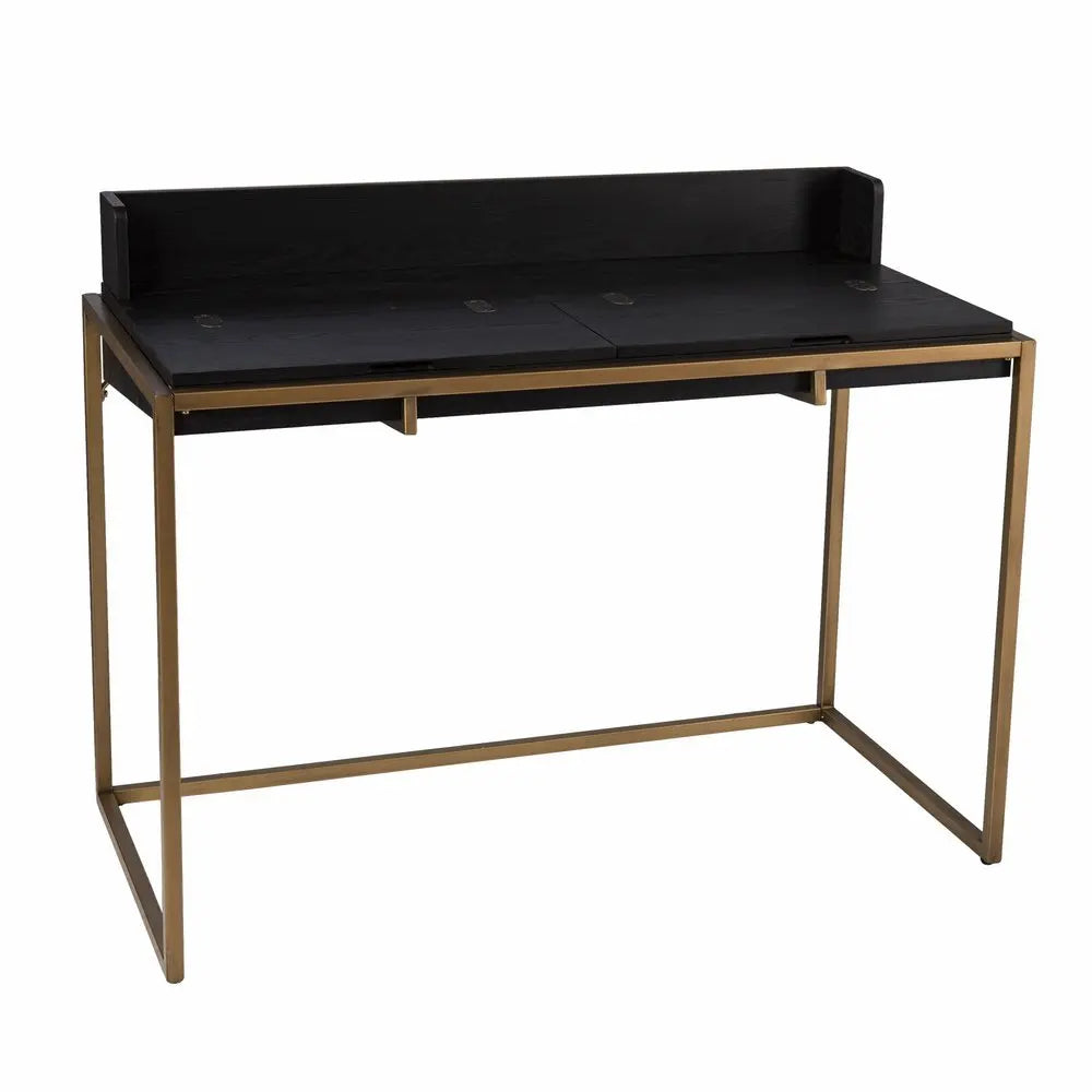 46" Black And Gold Writing Desk - NOBLE HOME INTERIORS