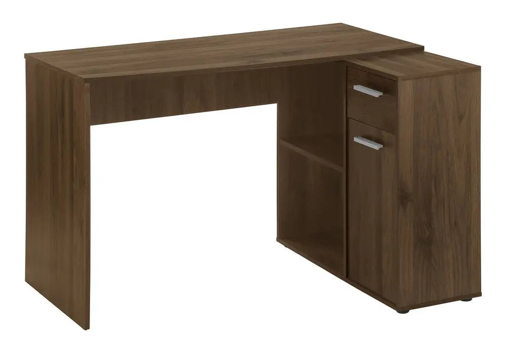46" Brown Wood L Shape Computer Desk - NOBLE HOME INTERIORS