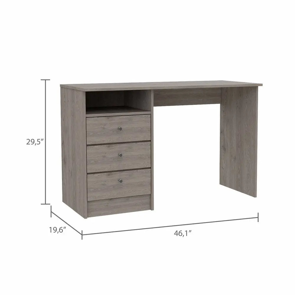 46" Light Gray and Brown Wood Computer Desk With Three Drawers - NOBLE HOME INTERIORS