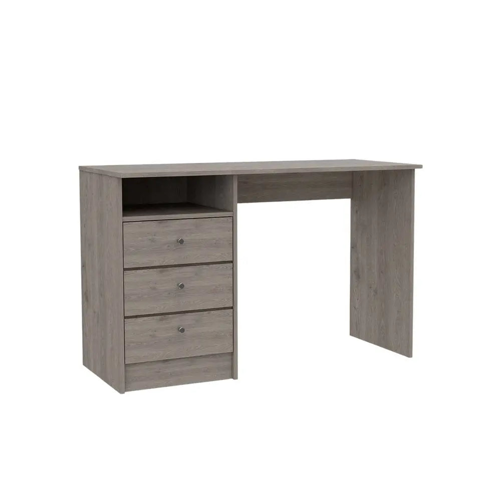 46" Light Gray and Brown Wood Computer Desk With Three Drawers - NOBLE HOME INTERIORS