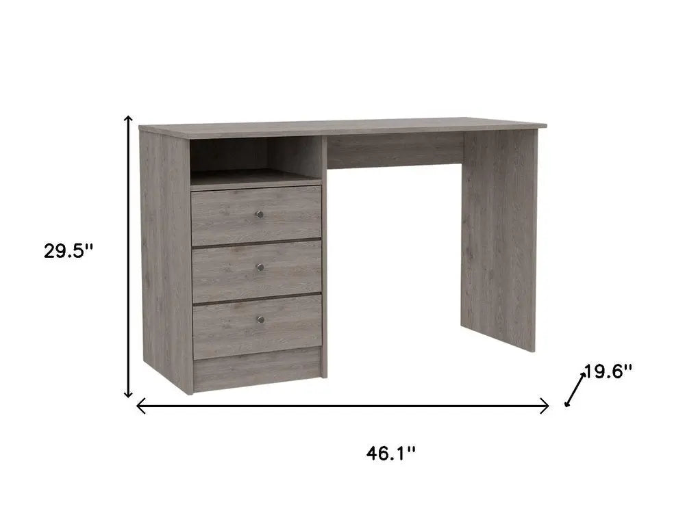 46" Light Gray and Brown Wood Computer Desk With Three Drawers - NOBLE HOME INTERIORS