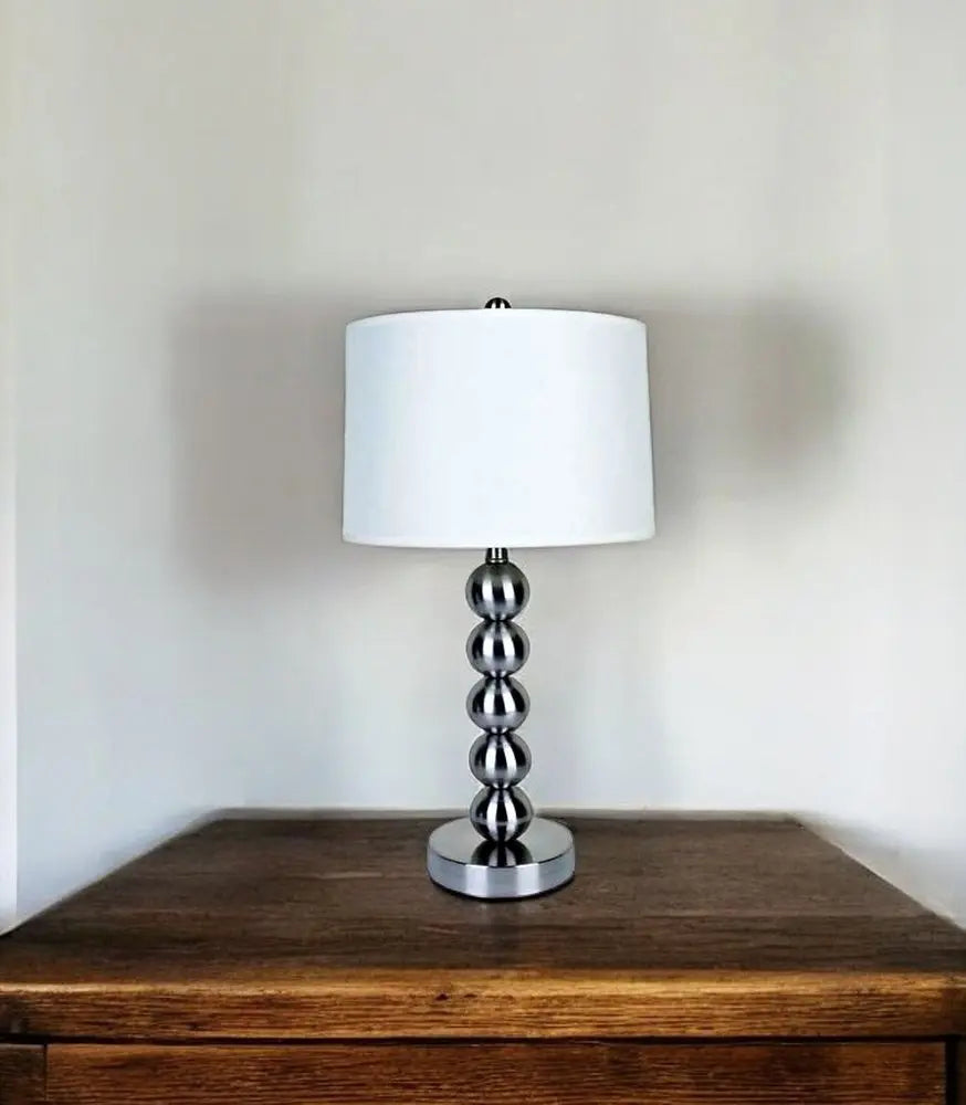 Silver Bauble Table Lamp with White Shade HomeRoots