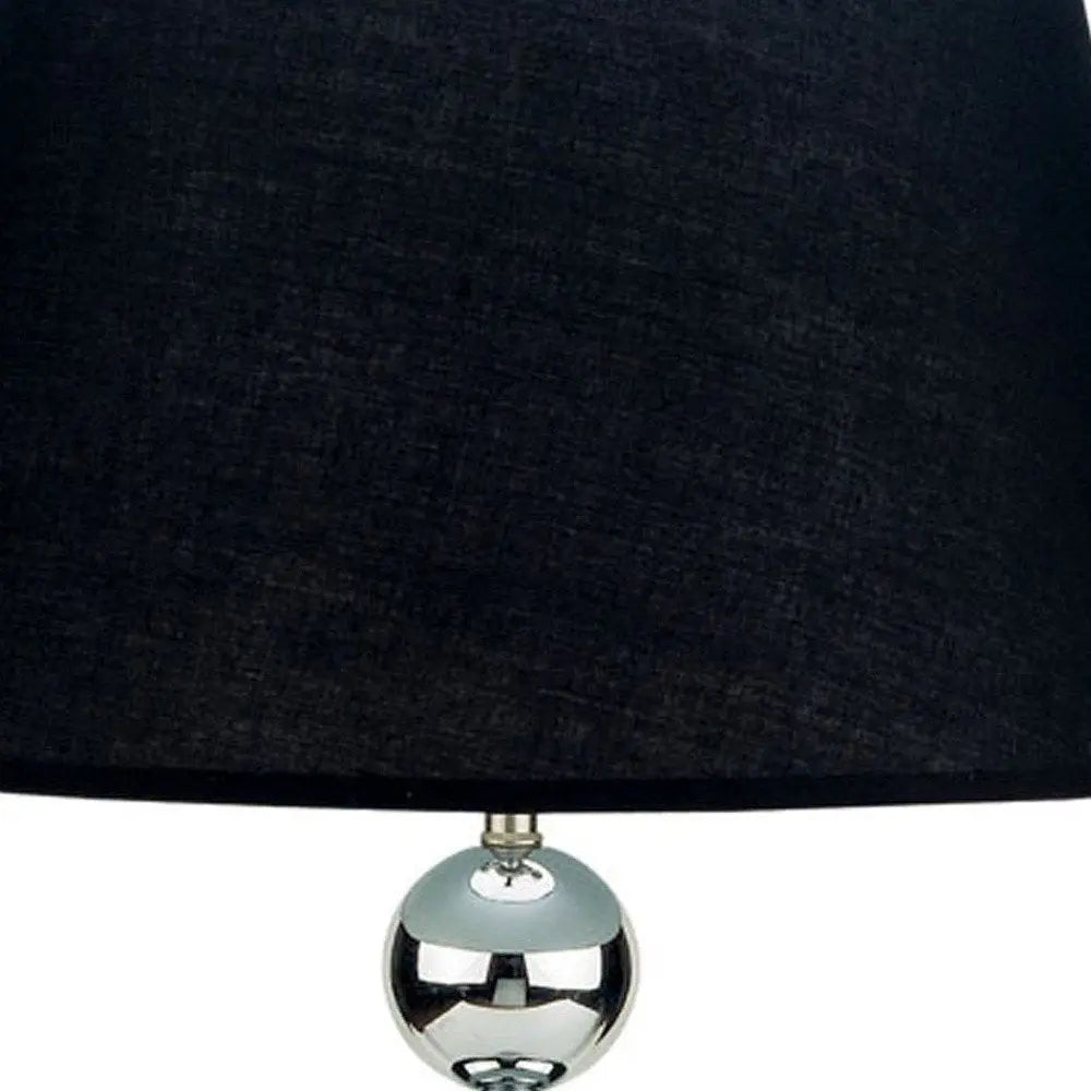 Silver Bauble Table Lamp with Black Shade HomeRoots