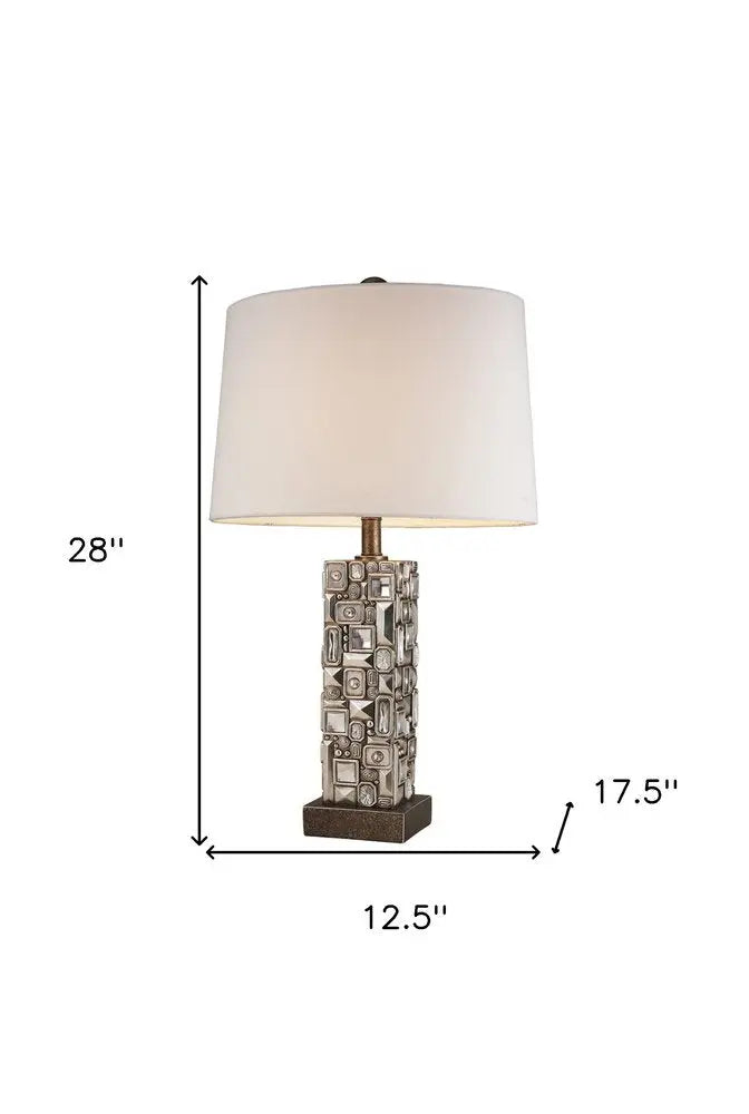 Silver Table Lamp with Abstract Mirror Design HomeRoots