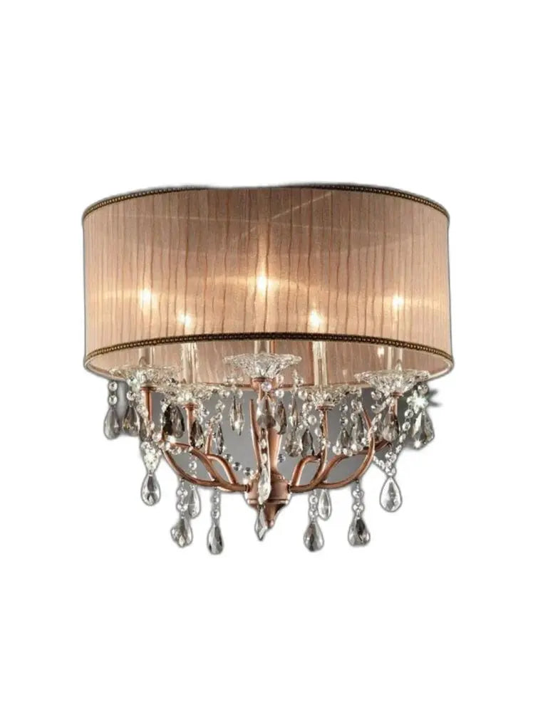 Silver and Pink Faux Crystal Hanging Chandelier Lamp HomeRoots