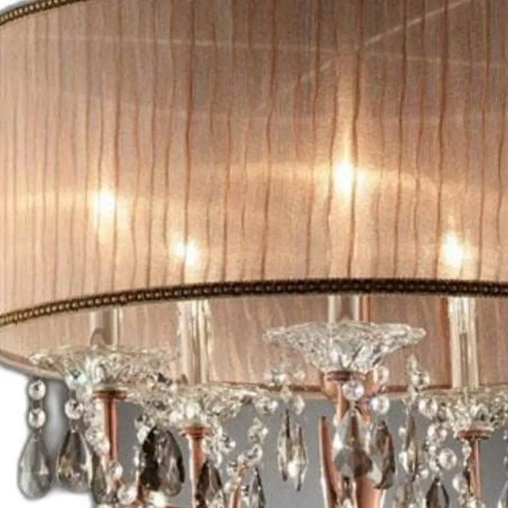 Silver and Pink Faux Crystal Hanging Chandelier Lamp HomeRoots
