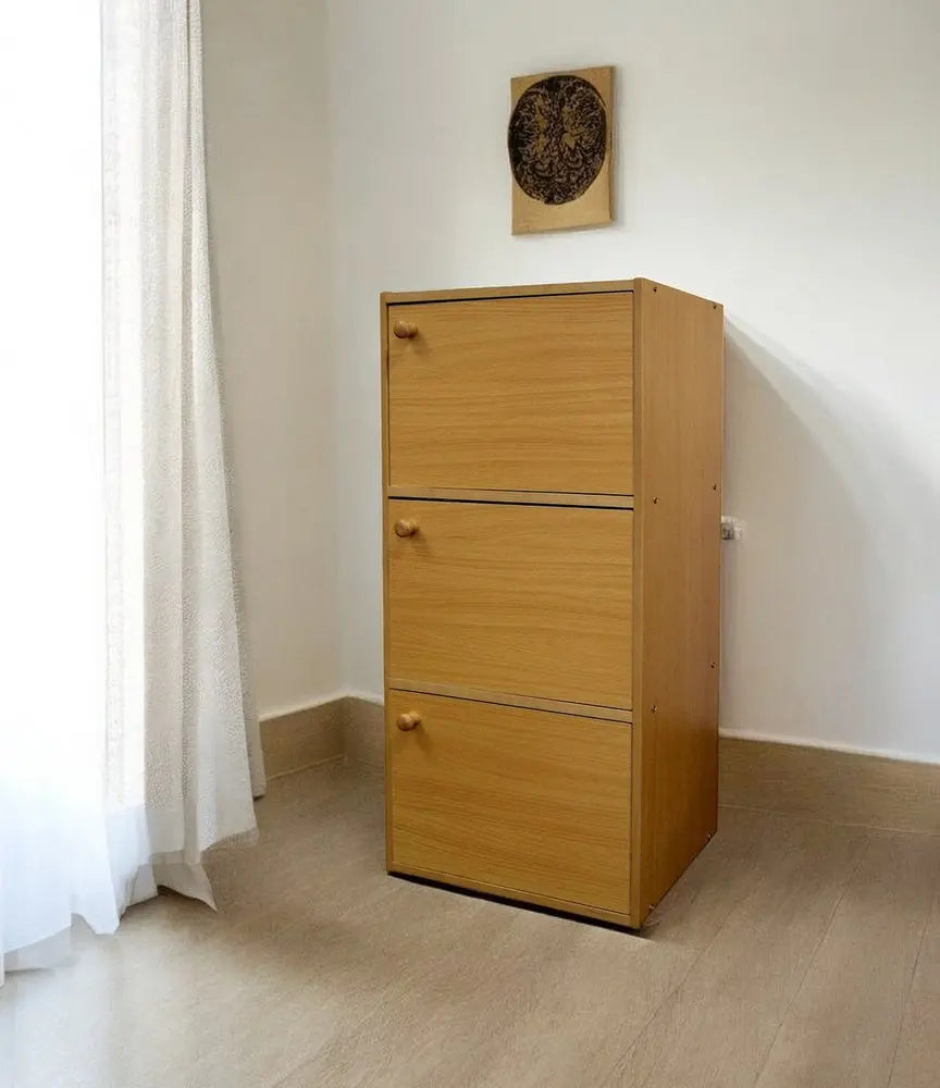 36" Natural Wood Three Tier Bookcase HomeRoots