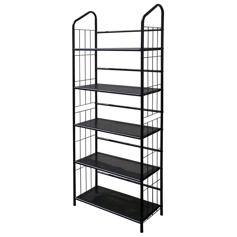 64" Black Metal Five Tier Bookcase HomeRoots