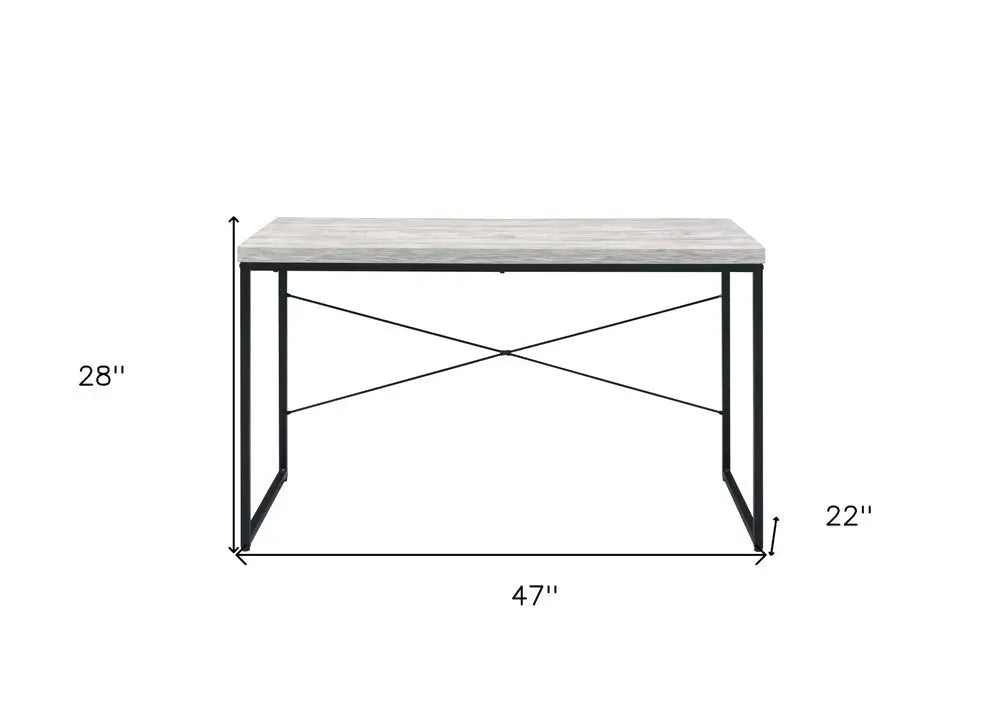 47" Antiqued White and Black Writing Desk - NOBLE HOME INTERIORS