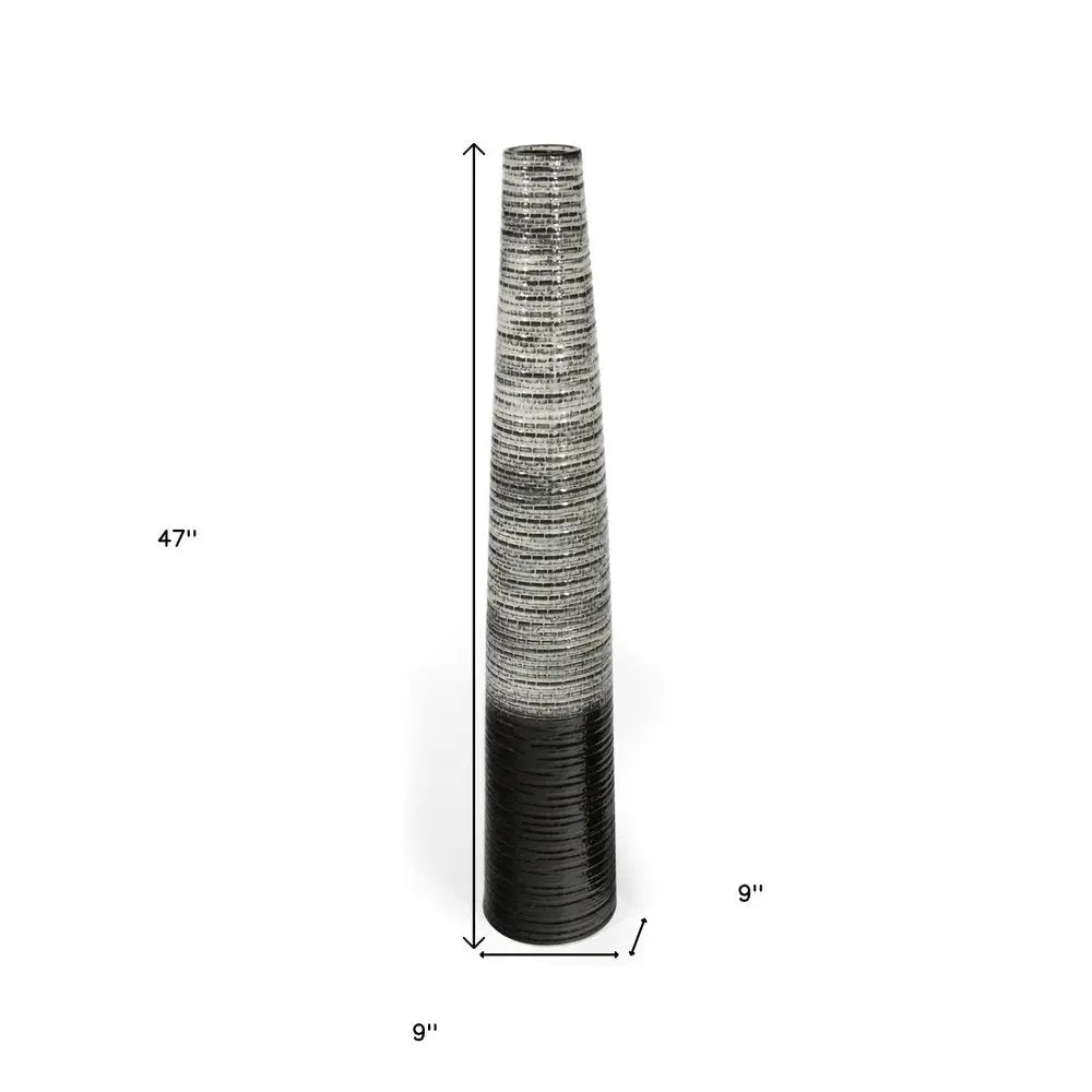 47" Black And Gray Ombre Tapered Ceramic Floor Vase - NOBLE HOME INTERIORS