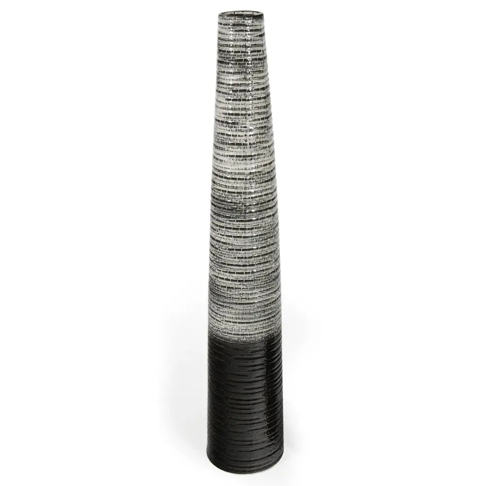 47" Black And Gray Ombre Tapered Ceramic Floor Vase - NOBLE HOME INTERIORS