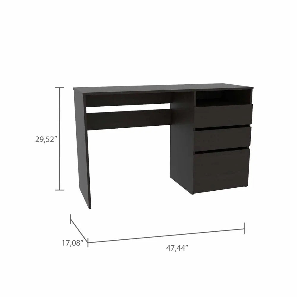 47" Black Computer Desk With Three Drawers - NOBLE HOME INTERIORS