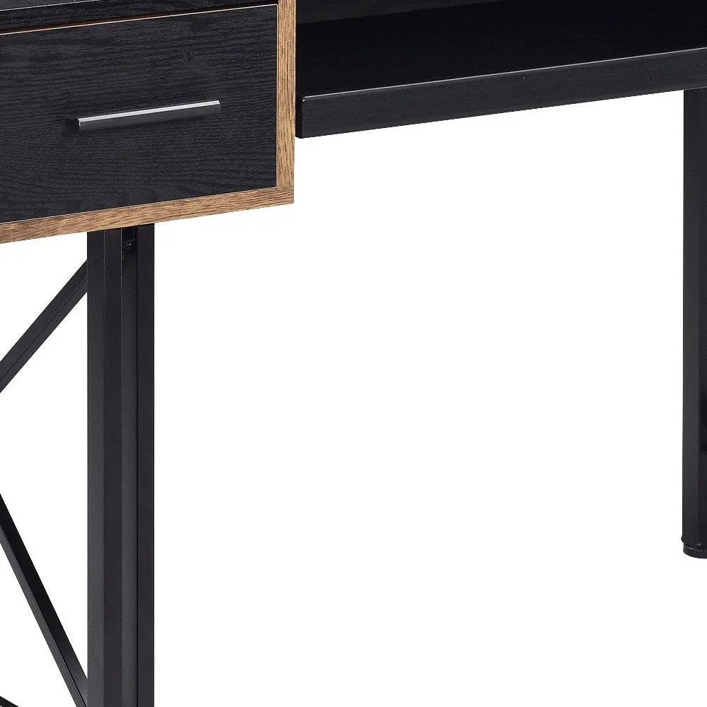 47" Black Computer Desk With Two Drawers - NOBLE HOME INTERIORS