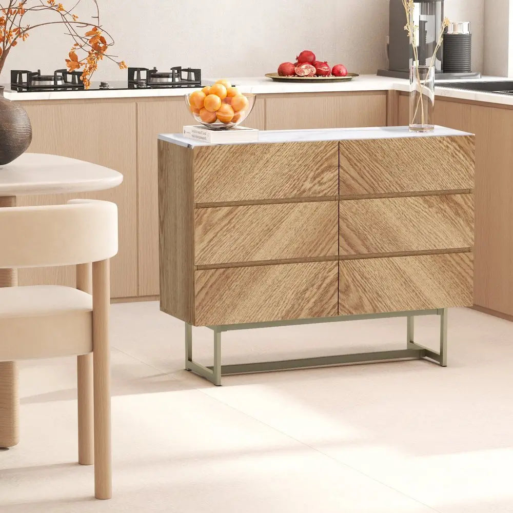 47" Brown Solid and Manufactured Wood Six Drawer Dresser - NOBLE HOME INTERIORS