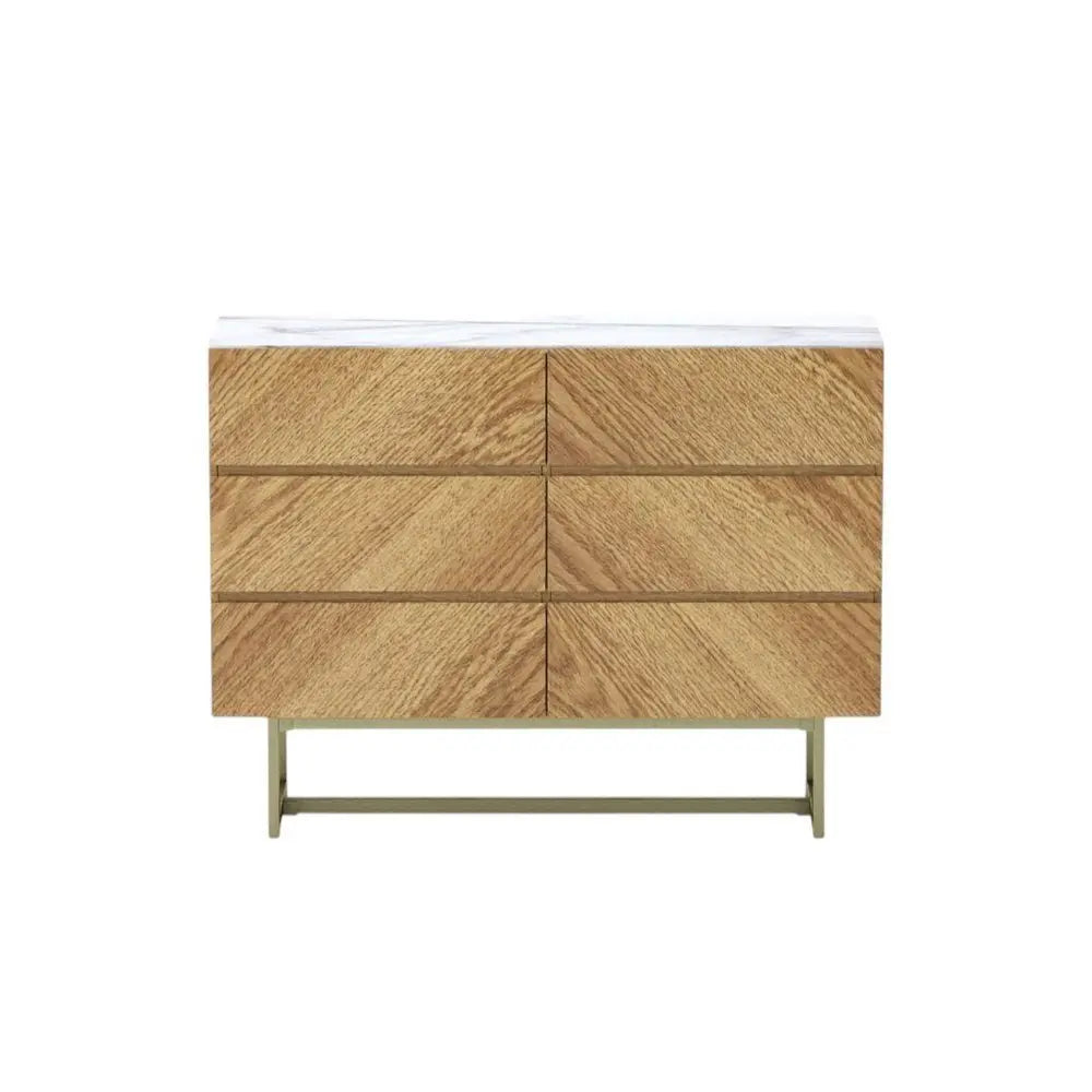 47" Brown Solid and Manufactured Wood Six Drawer Dresser - NOBLE HOME INTERIORS