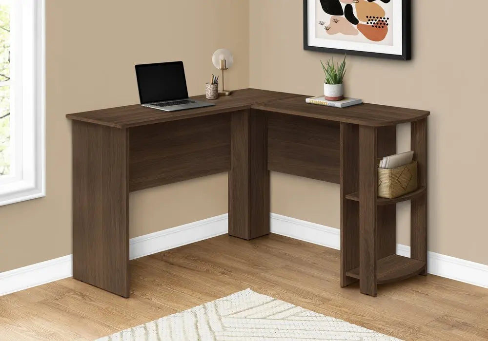47" Brown Wood Corner Computer Desk - NOBLE HOME INTERIORS