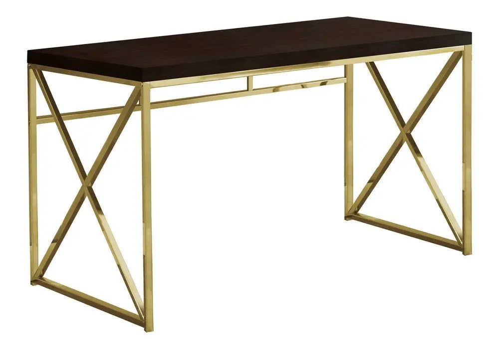 47" Espresso and Gold Writing Desk - NOBLE HOME INTERIORS