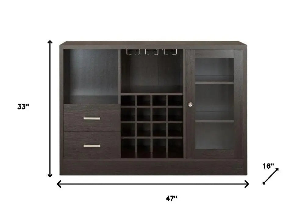 47" Espresso Solid Wood Frame With Five Shelves And Two Drawers - NOVA HOME FURNITURE