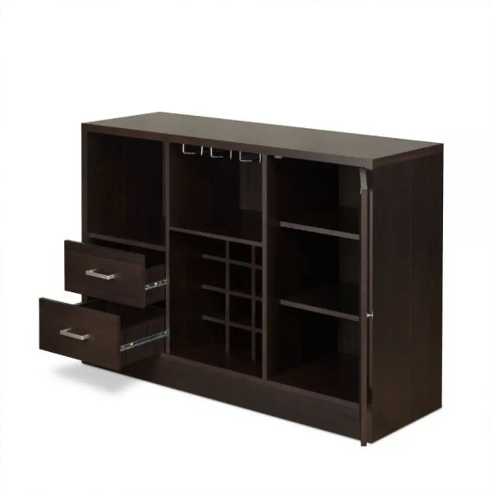 47" Espresso Solid Wood Frame With Five Shelves And Two Drawers - NOVA HOME FURNITURE