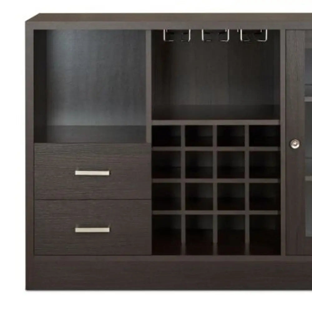 47" Espresso Solid Wood Frame With Five Shelves And Two Drawers - NOVA HOME FURNITURE