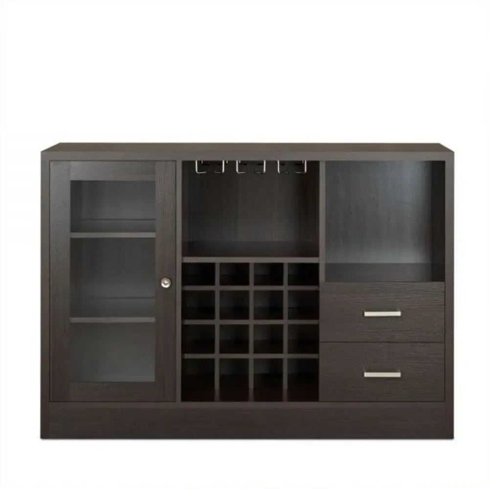 47" Espresso Solid Wood Frame With Five Shelves And Two Drawers - NOVA HOME FURNITURE