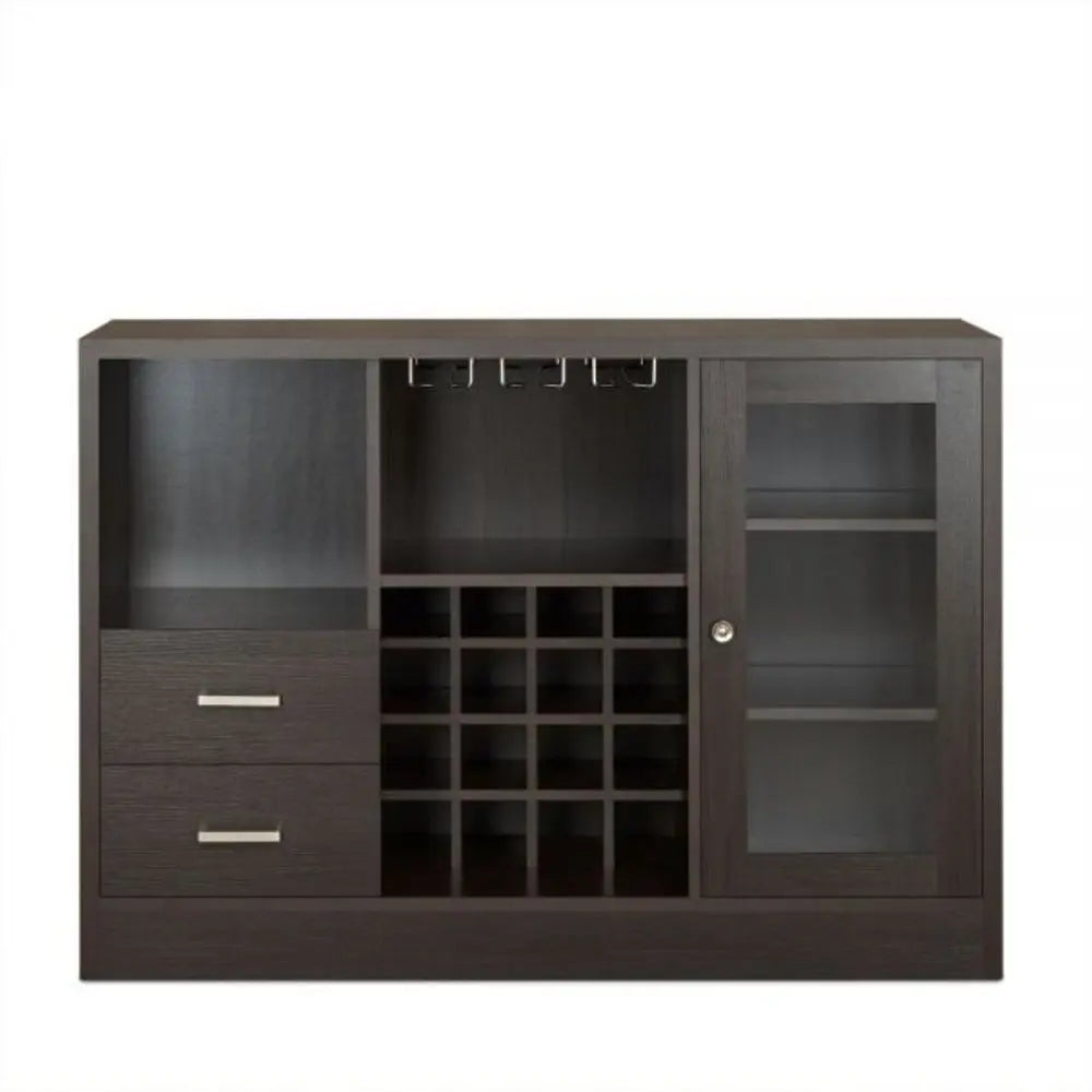 47" Espresso Solid Wood Frame With Five Shelves And Two Drawers - NOVA HOME FURNITURE