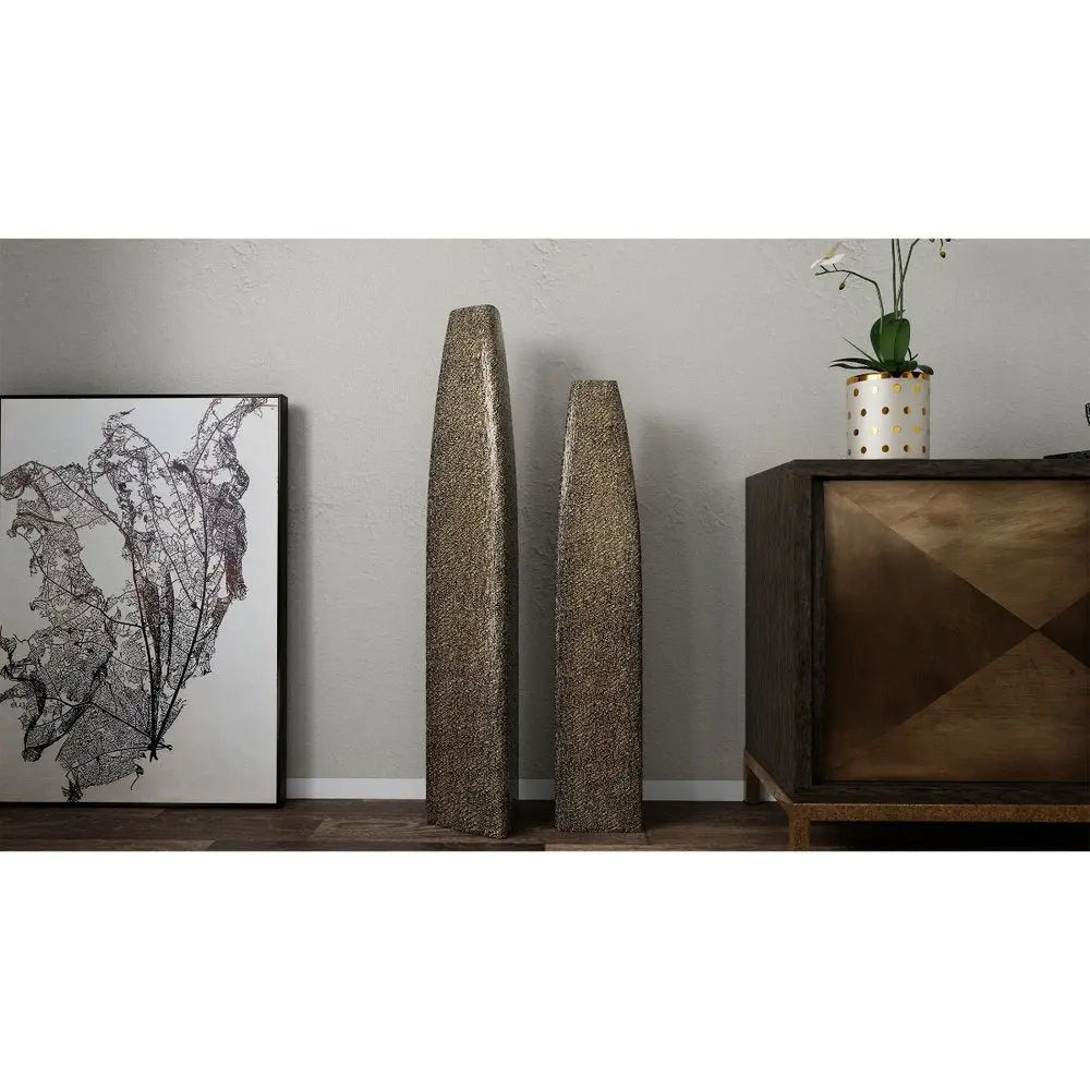 47" Gold Tapered Ceramic Floor Vase - NOBLE HOME INTERIORS