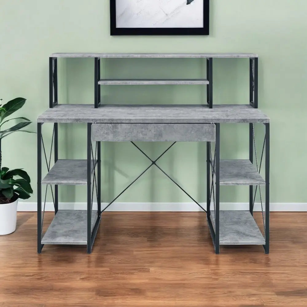 47" Gray and Black Computer Desk - NOBLE HOME INTERIORS