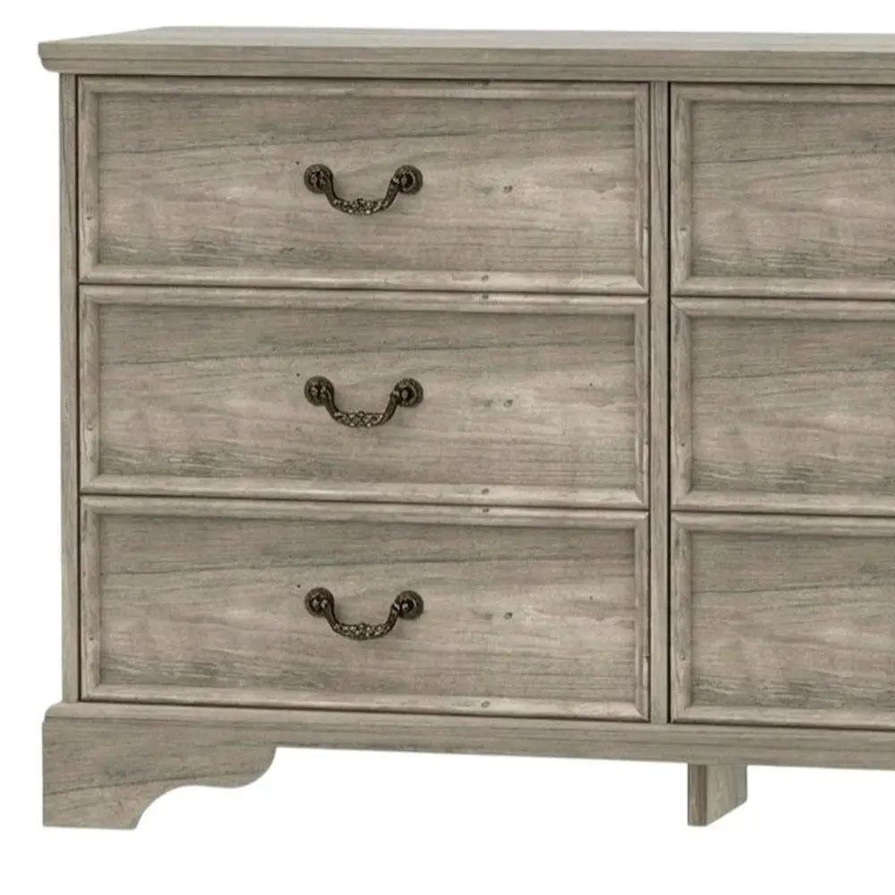 47" Light Gray Solid Wood Console Accent Cabinet With Six Drawers - NOVA HOME FURNITURE