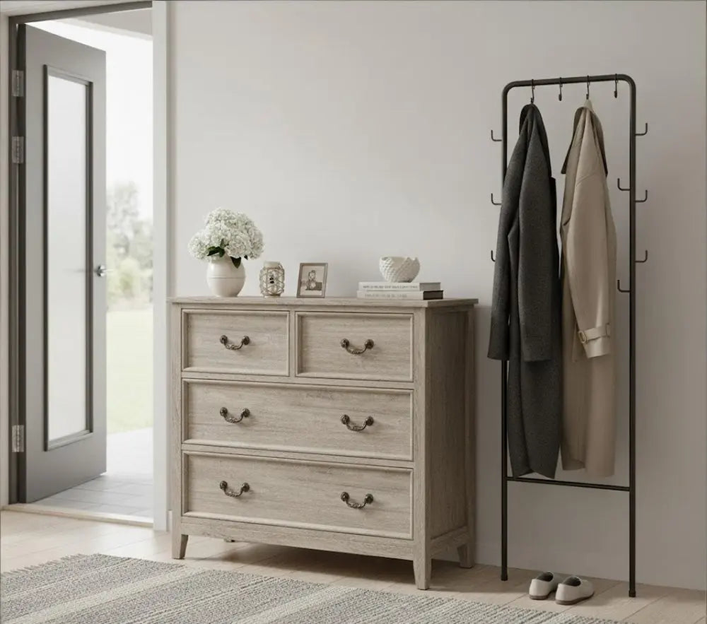 47" Light Gray Solid Wood Console Accent Cabinet With Six Drawers - NOVA HOME FURNITURE