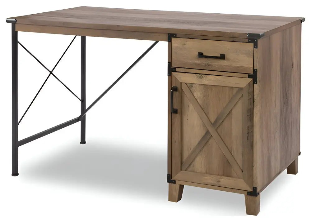 47" Oak Wood Wall Mounted Trestle Writing Desk - NOBLE HOME INTERIORS