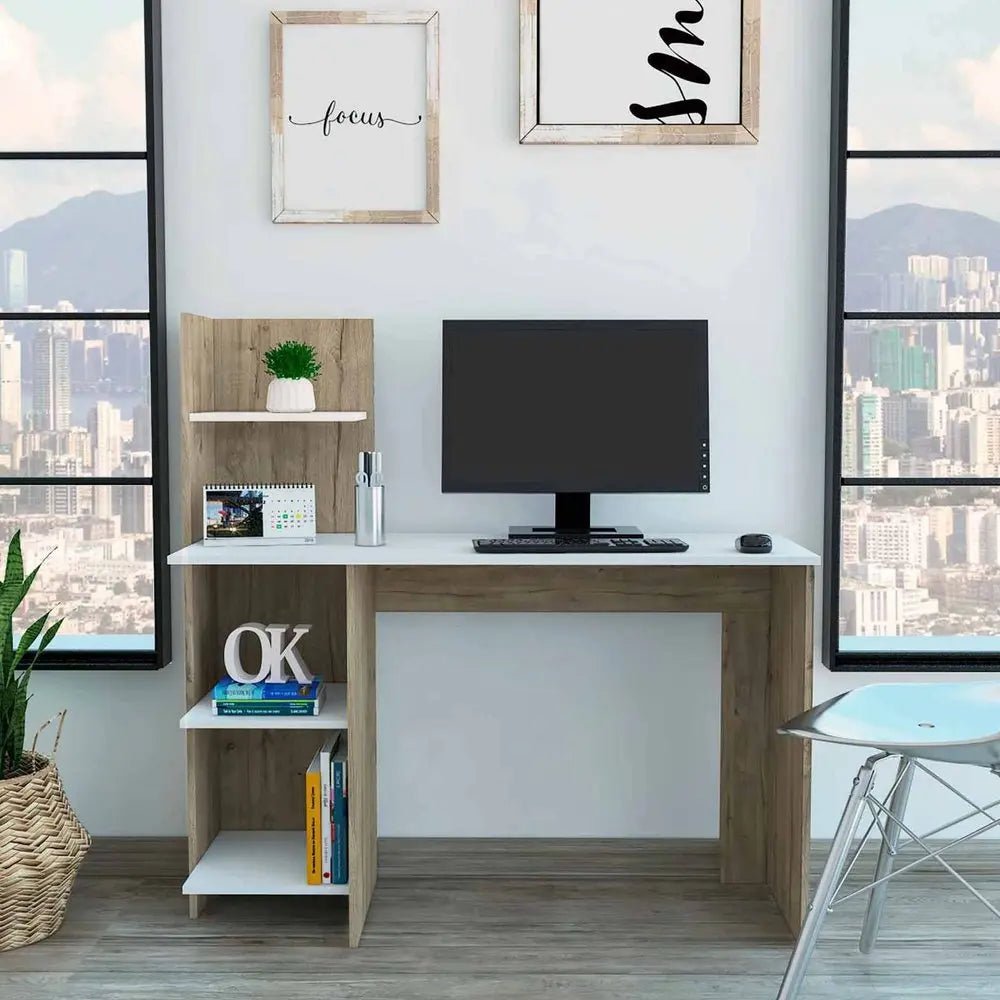 47" White and Brown Computer Desk - NOBLE HOME INTERIORS