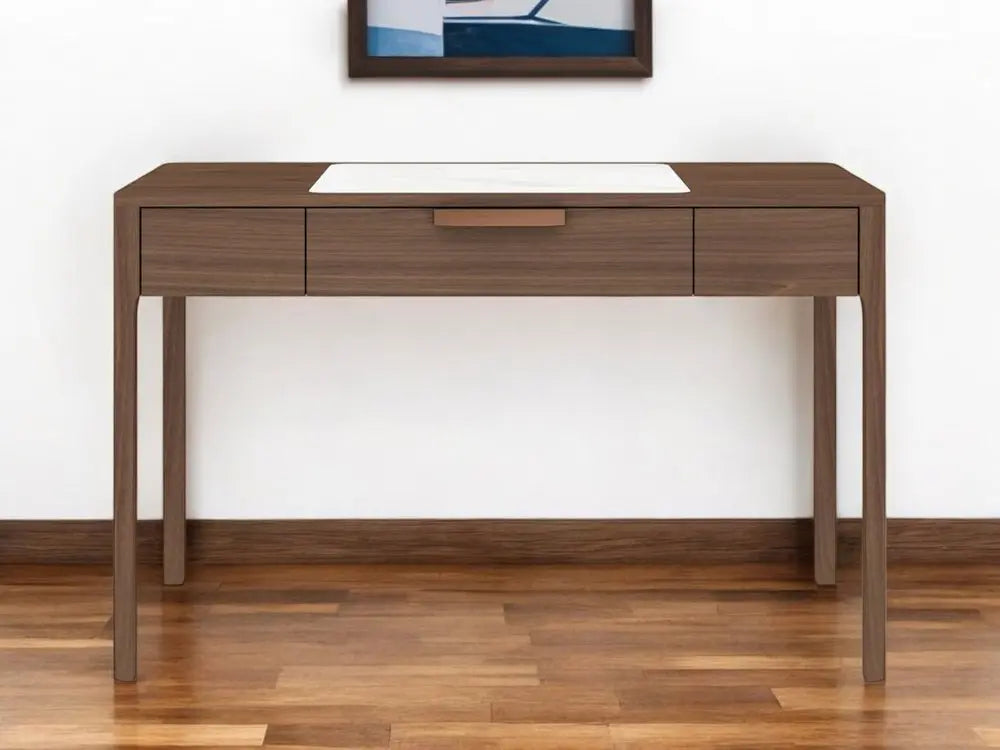47" White and Brown Marble and Wood Computer Desk - NOBLE HOME INTERIORS