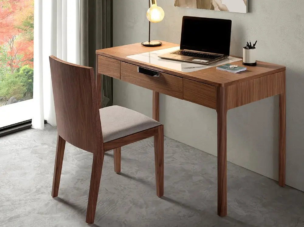 47" White and Brown Marble and Wood Computer Desk - NOBLE HOME INTERIORS