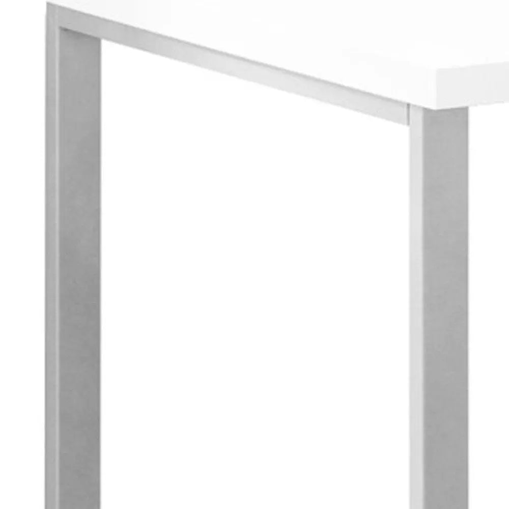 47" White and Silver L Shape Computer Desk With Three Drawers - NOBLE HOME INTERIORS