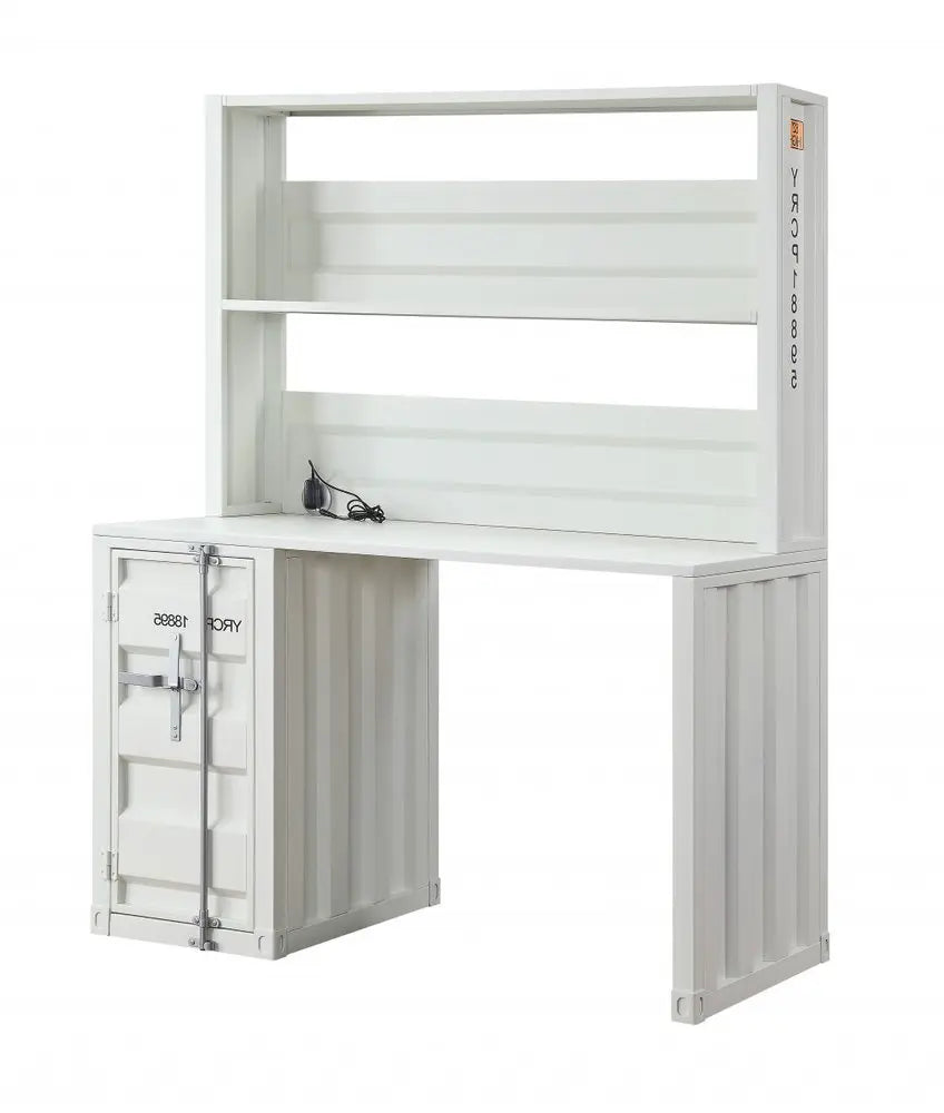 47" White Metal Writing Desk - NOBLE HOME INTERIORS