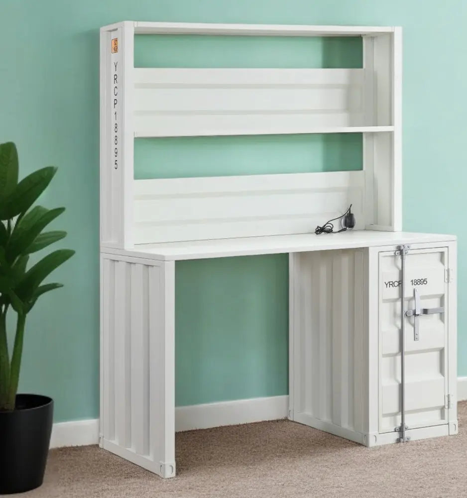 47" White Metal Writing Desk - NOBLE HOME INTERIORS