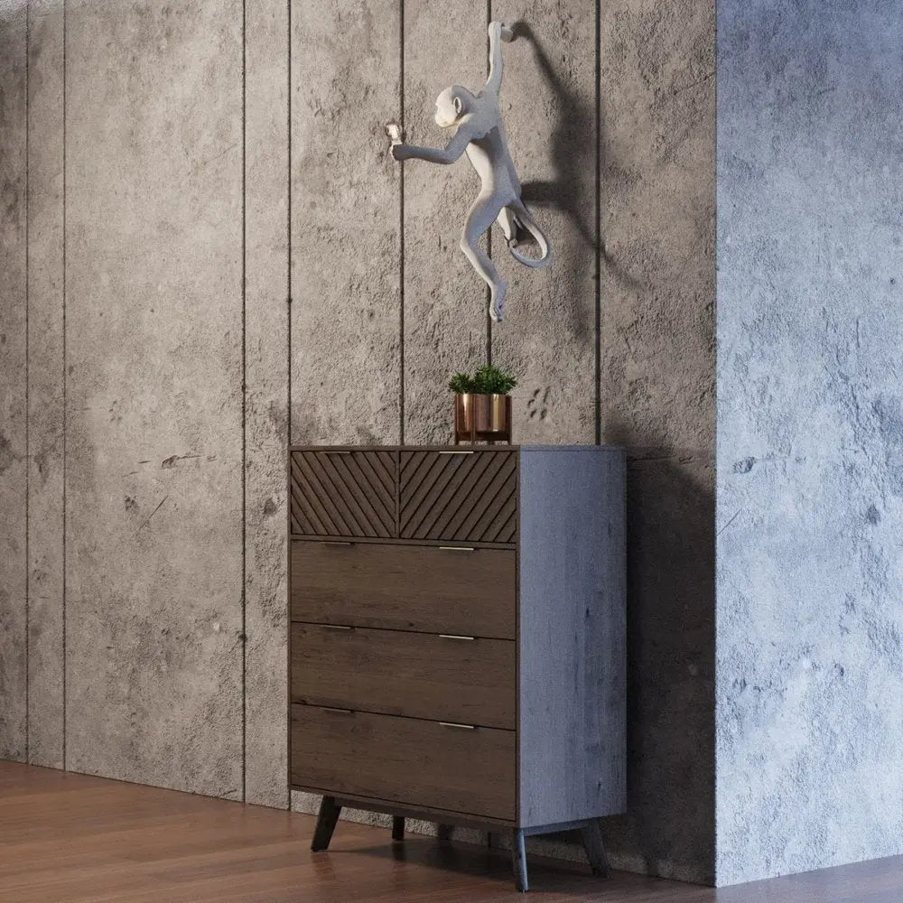 39" Dark Acacia Solid Wood Five Drawer Dresser HomeRoots