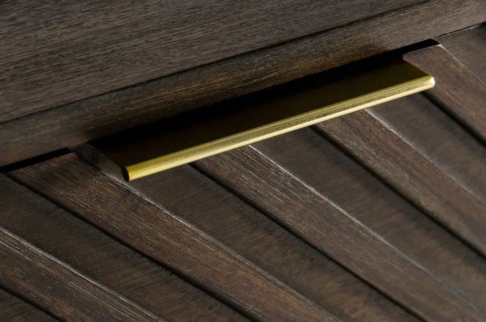 39" Dark Acacia Solid Wood Five Drawer Dresser HomeRoots