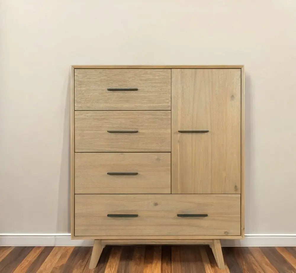 39" Walnut Solid Wood Four Drawer Gentlemans Chest HomeRoots