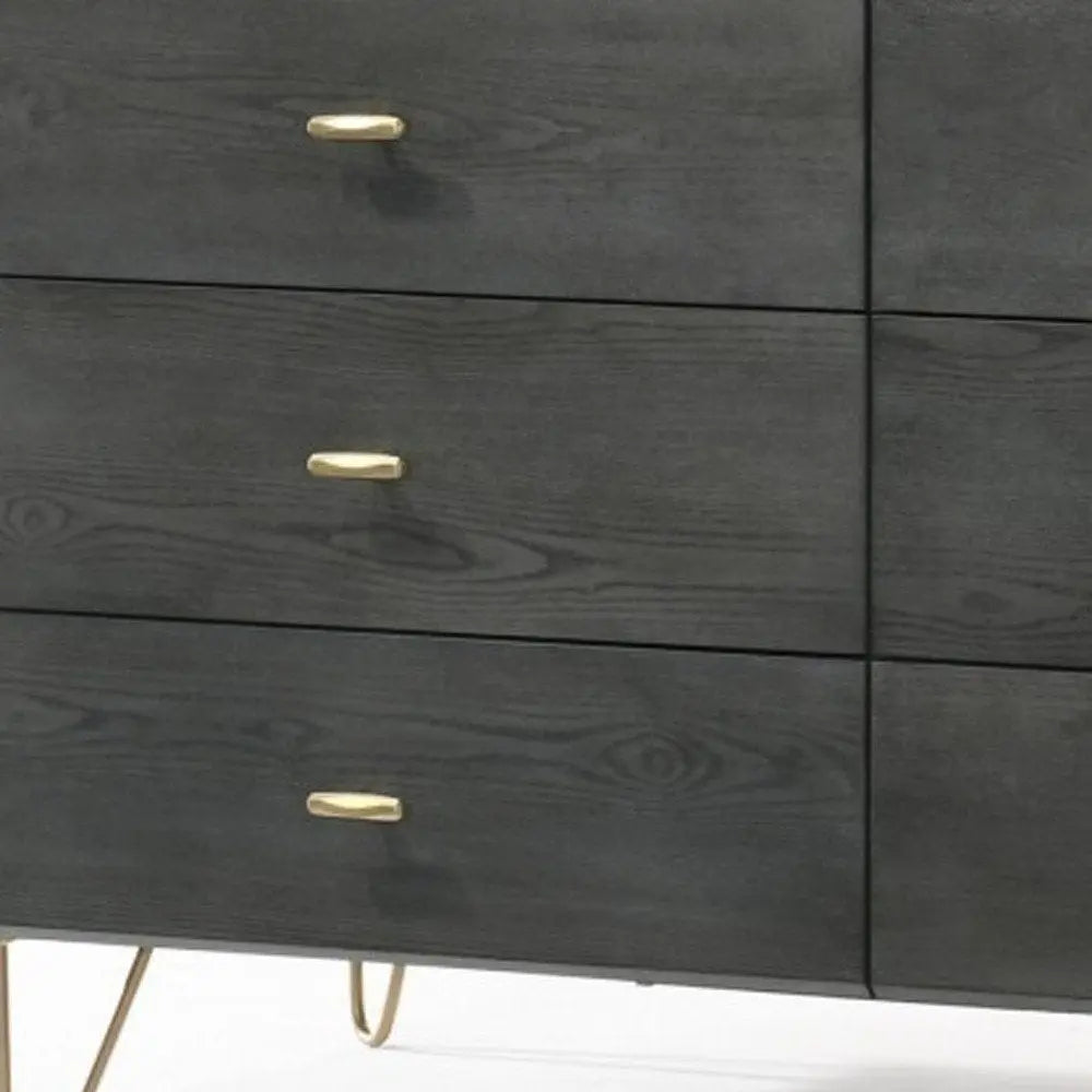 51" Grey Manufactured Wood Six Drawer Double Dresser HomeRoots