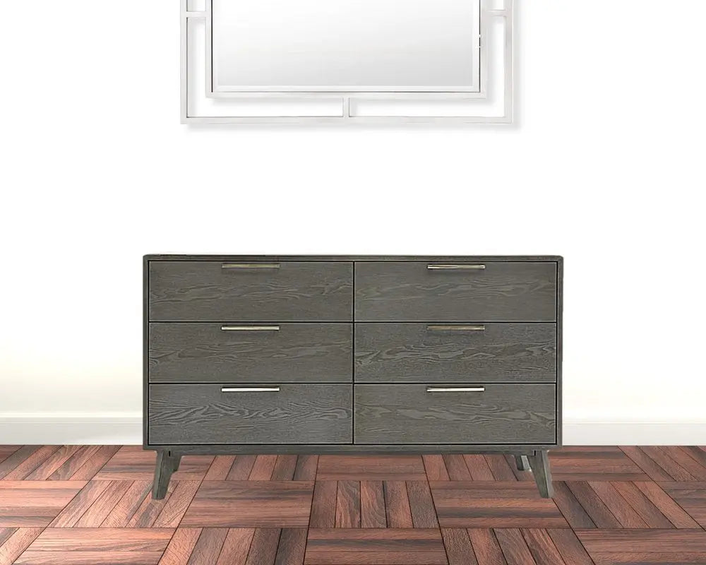 30" Grey Wash Solid Wood Five Drawer Chest HomeRoots