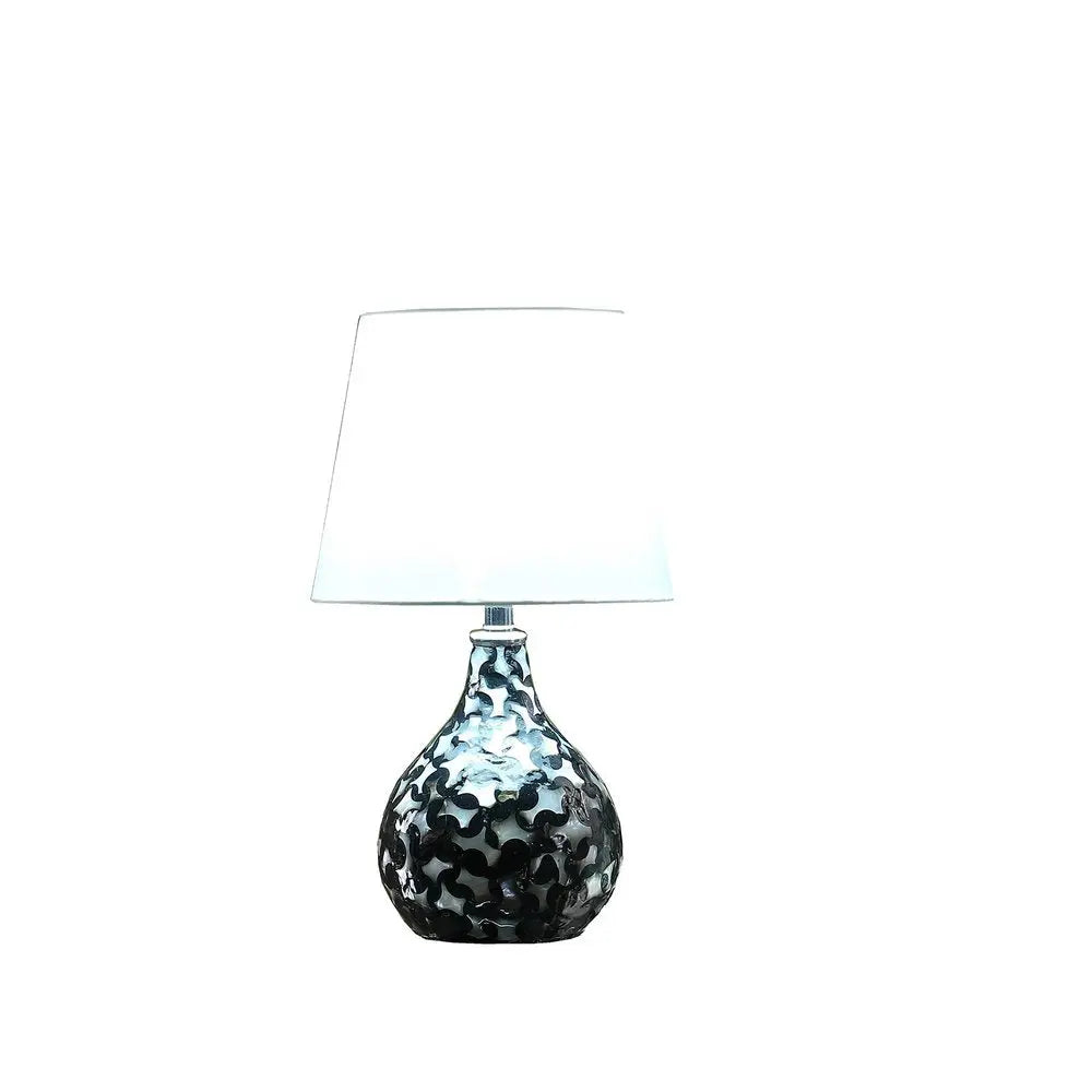12" Black Table Lamp With White Globe Shade HomeRoots