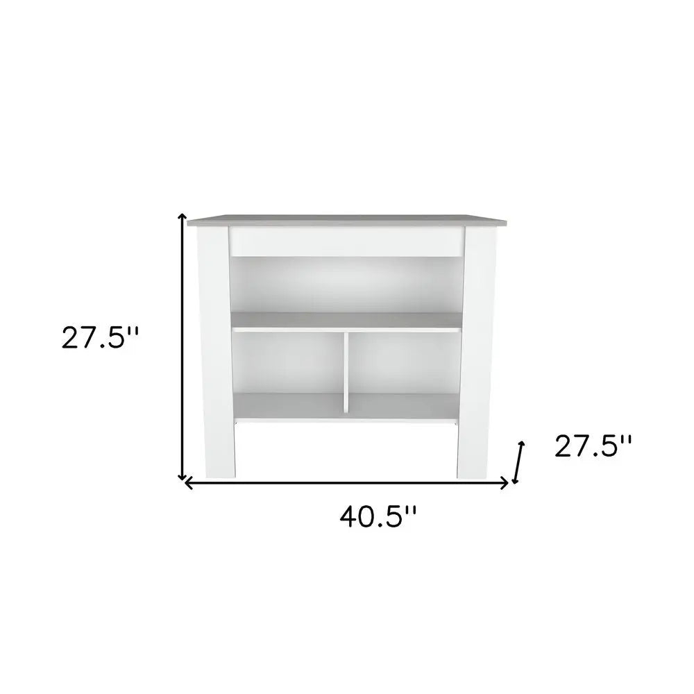 White and Gray 41" Kitchen Island With Storage HomeRoots