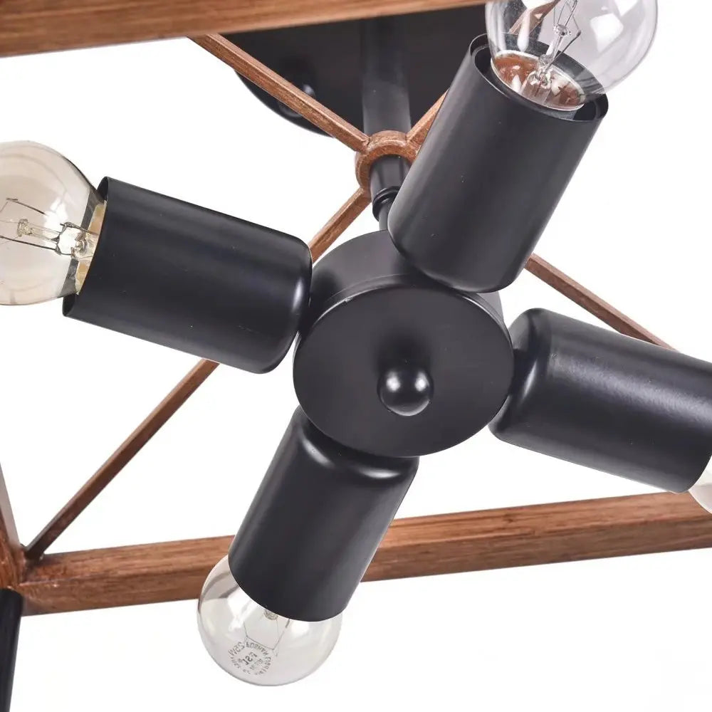 Industrial Wood Square Four Light Ceiling Fixture HomeRoots