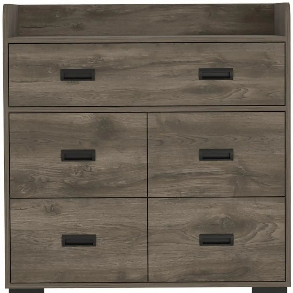 33" Dark Brown Manufactured Wood Five Drawer Dresser HomeRoots