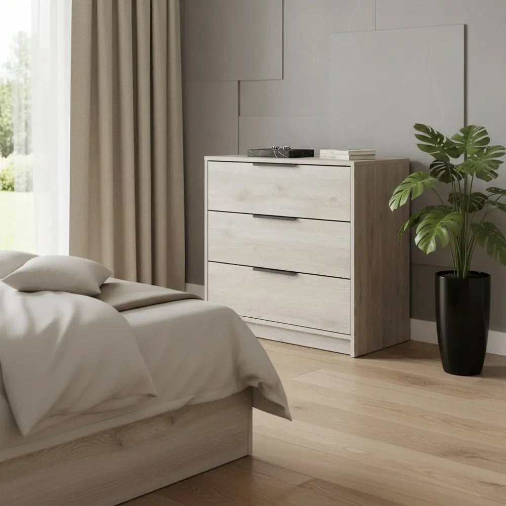 28" Light Gray Wood Three Drawer Dresser HomeRoots