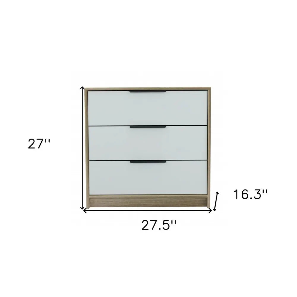 28" Brown And White Three Drawer Dresser HomeRoots